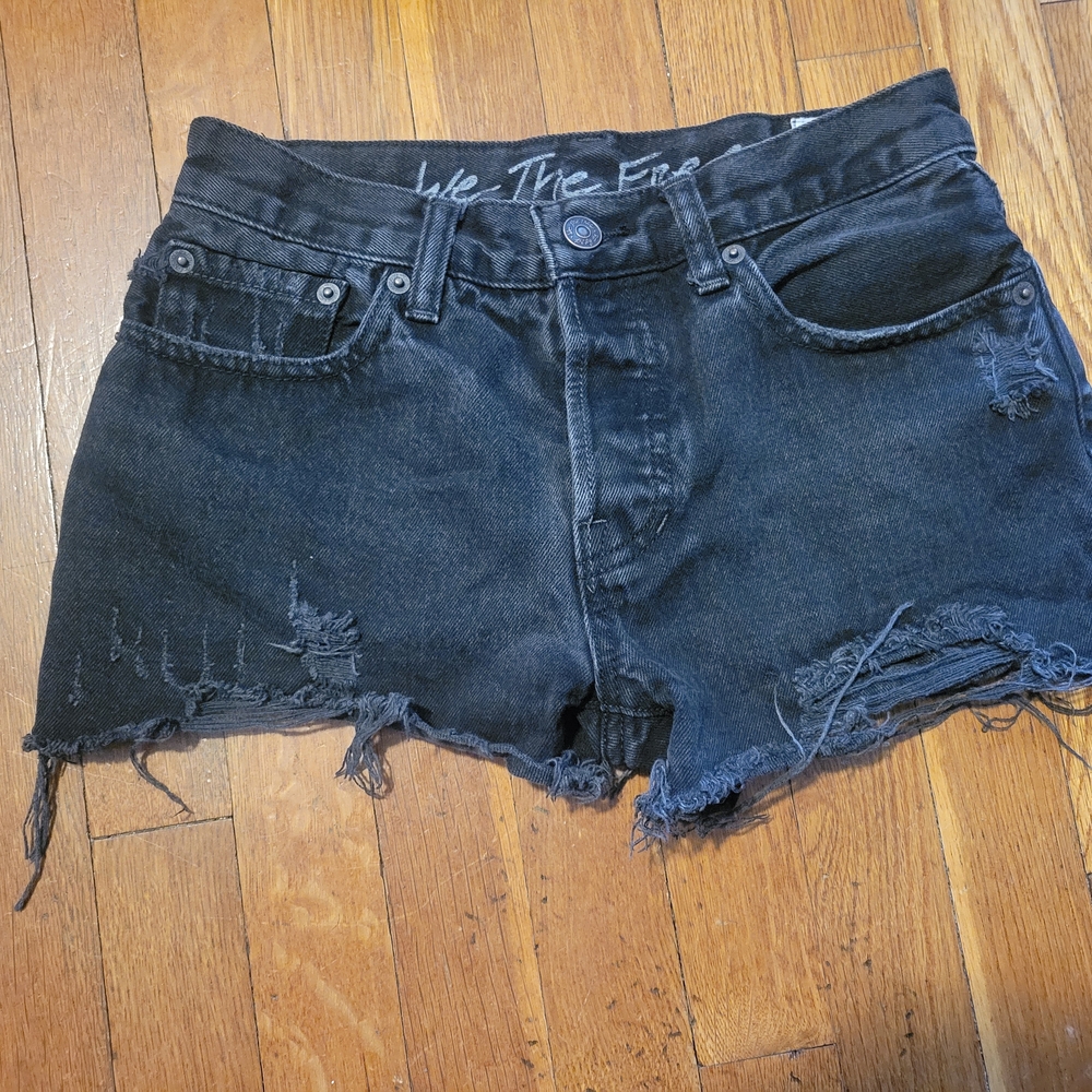 We The Free Black High-Waisted Jean Shorts